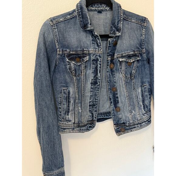 American Eagle Distressed Denim Jacket | Size Small - Picture 8 of 9